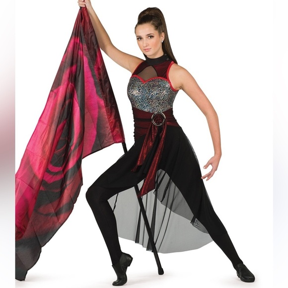 AWISH COME TRUE AWCT Performance Sequin Dramatic Color Guard Dress Dance Size S - Picture 14 of 14